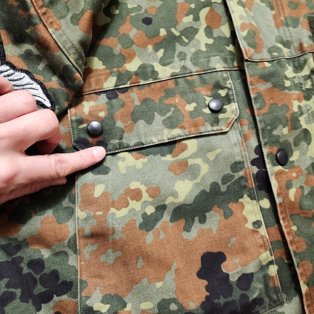 Vintage Scharrer German Military Uniform Camo Jacket Parka UniSex 1997 Koi Patch - Picture 10 of 13